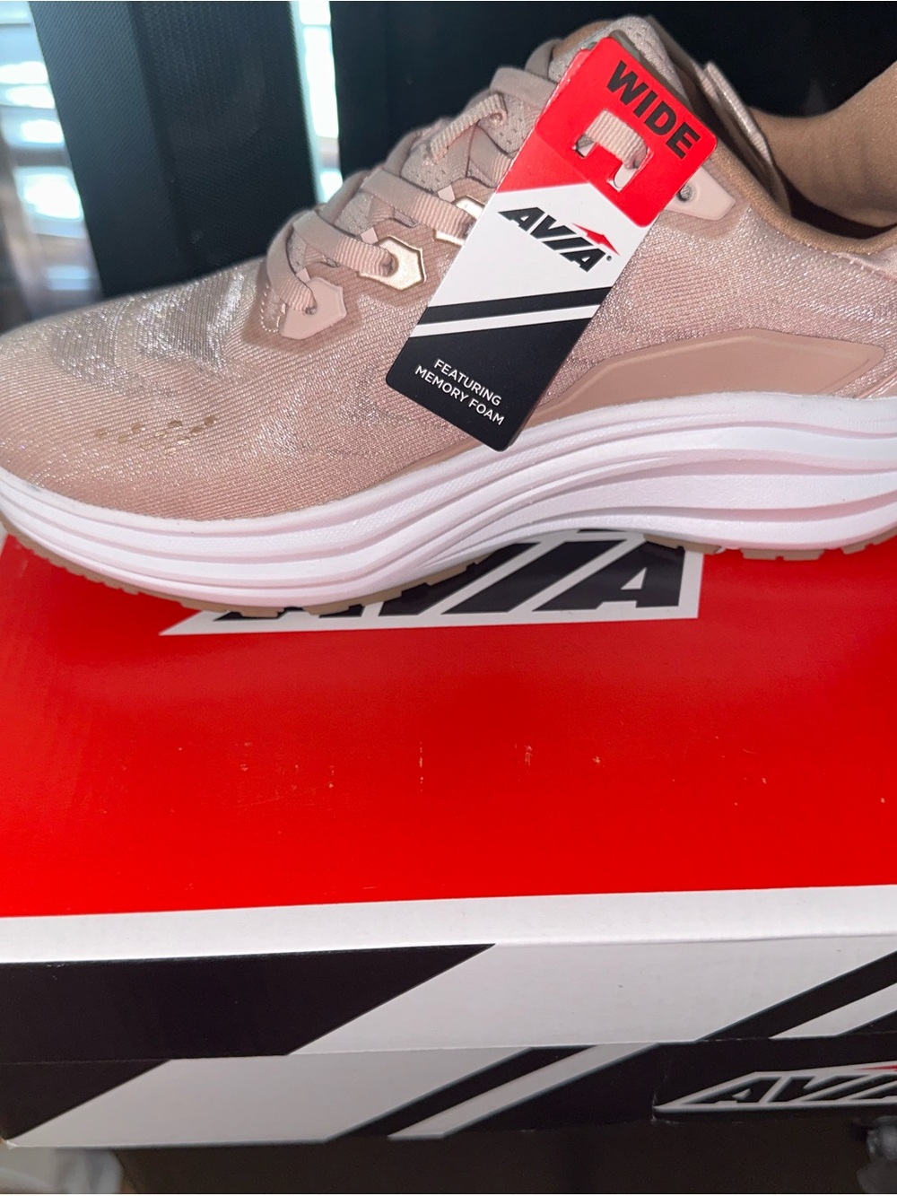 Avia Women's Rose Gold Wide Fit Athletic Sneaker